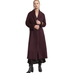 Ottod'Ame Jackets-Ottod'Ame - Long Coat with Faux Leather Belt - Bordeaux - Jacket - Luxury Exclusive Collection - Avvenice