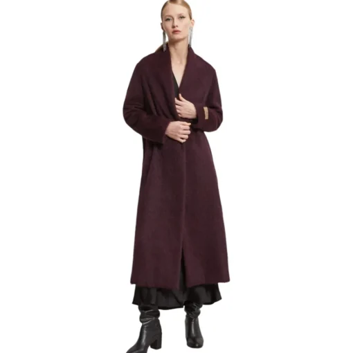 Ottod'Ame Jackets-Ottod'Ame - Long Coat with Faux Leather Belt - Bordeaux - Jacket - Luxury Exclusive Collection - Avvenice