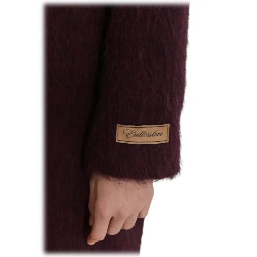 Ottod'Ame Jackets-Ottod'Ame - Long Coat with Faux Leather Belt - Bordeaux - Jacket - Luxury Exclusive Collection - Avvenice