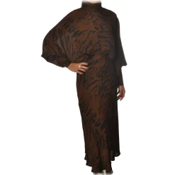 Ottod'Ame Dresses-Ottod'Ame - Long Dress in Animalier Pattern - Brown - Dresses - Luxury Exclusive Collection - Avvenice