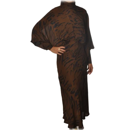 Ottod'Ame Dresses-Ottod'Ame - Long Dress in Animalier Pattern - Brown - Dresses - Luxury Exclusive Collection - Avvenice