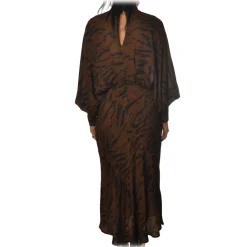 Ottod'Ame Dresses-Ottod'Ame - Long Dress in Animalier Pattern - Brown - Dresses - Luxury Exclusive Collection - Avvenice