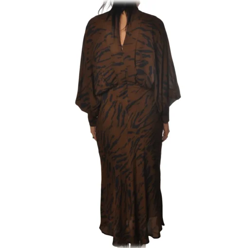 Ottod'Ame Dresses-Ottod'Ame - Long Dress in Animalier Pattern - Brown - Dresses - Luxury Exclusive Collection - Avvenice