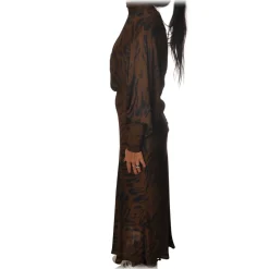 Ottod'Ame Dresses-Ottod'Ame - Long Dress in Animalier Pattern - Brown - Dresses - Luxury Exclusive Collection - Avvenice