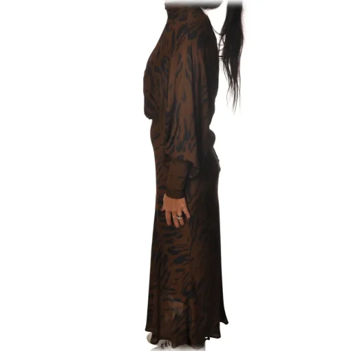 Ottod'Ame Dresses-Ottod'Ame - Long Dress in Animalier Pattern - Brown - Dresses - Luxury Exclusive Collection - Avvenice