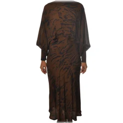 Ottod'Ame Dresses-Ottod'Ame - Long Dress in Animalier Pattern - Brown - Dresses - Luxury Exclusive Collection - Avvenice