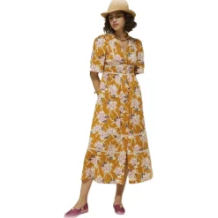 Ottod'Ame Dresses-Ottod'Ame - Long Dress in Floral Pattern Cotton - Orange - Dresses - Luxury Exclusive Collection - Avvenice