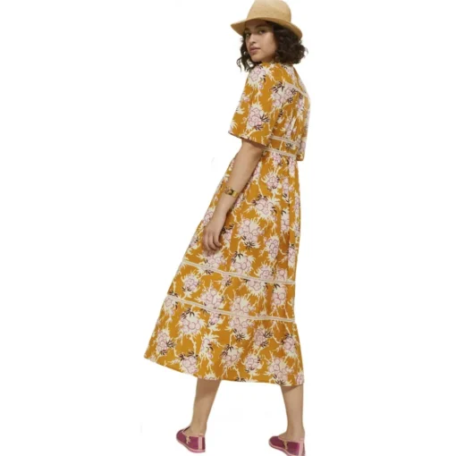 Ottod'Ame Dresses-Ottod'Ame - Long Dress in Floral Pattern Cotton - Orange - Dresses - Luxury Exclusive Collection - Avvenice