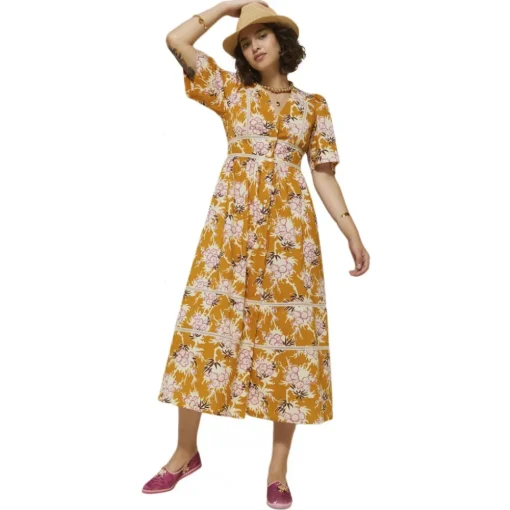 Ottod'Ame Dresses-Ottod'Ame - Long Dress in Floral Pattern Cotton - Orange - Dresses - Luxury Exclusive Collection - Avvenice