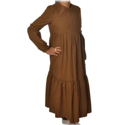 Ottod'Ame Dresses-Ottod'Ame - Long Dress with Flounces - Caramel - Dresses - Luxury Exclusive Collection - Avvenice