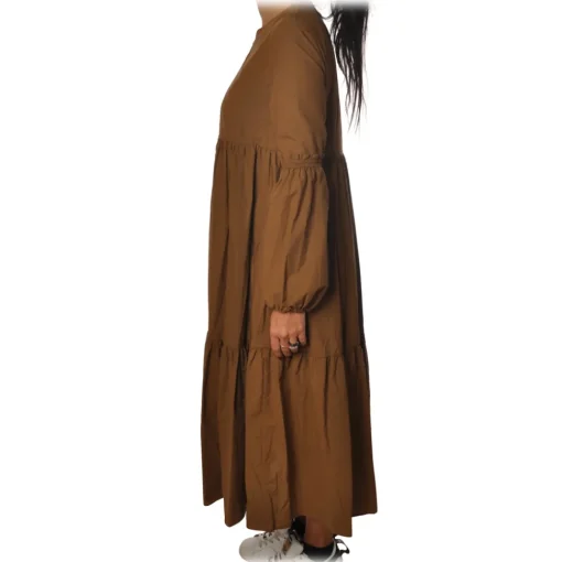 Ottod'Ame Dresses-Ottod'Ame - Long Dress with Flounces - Caramel - Dresses - Luxury Exclusive Collection - Avvenice