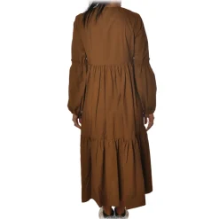 Ottod'Ame Dresses-Ottod'Ame - Long Dress with Flounces - Caramel - Dresses - Luxury Exclusive Collection - Avvenice