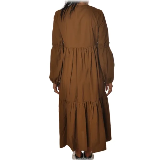 Ottod'Ame Dresses-Ottod'Ame - Long Dress with Flounces - Caramel - Dresses - Luxury Exclusive Collection - Avvenice