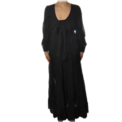 Ottod'Ame Dresses-Ottod'Ame - Long Dress with Flounces - Black - Dresses - Luxury Exclusive Collection - Avvenice