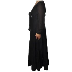 Ottod'Ame Dresses-Ottod'Ame - Long Dress with Flounces - Black - Dresses - Luxury Exclusive Collection - Avvenice