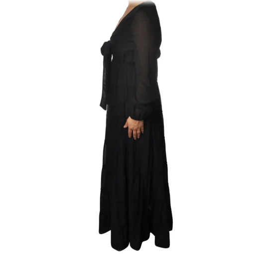 Ottod'Ame Dresses-Ottod'Ame - Long Dress with Flounces - Black - Dresses - Luxury Exclusive Collection - Avvenice