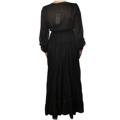 Ottod'Ame Dresses-Ottod'Ame - Long Dress with Flounces - Black - Dresses - Luxury Exclusive Collection - Avvenice