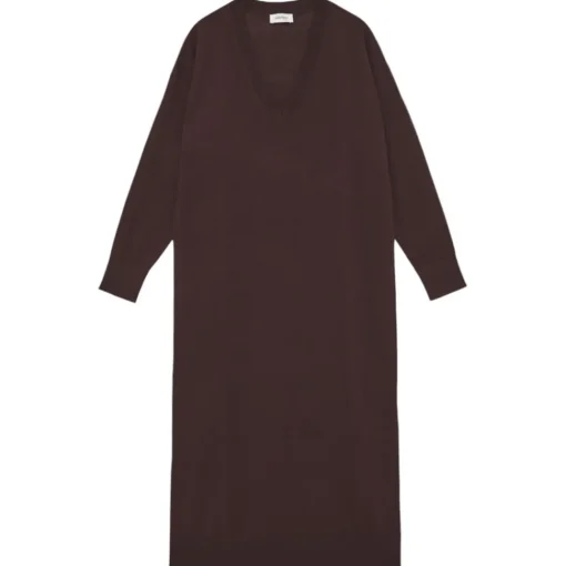 Ottod'Ame Dresses-Ottod'Ame - Merino Wool Long Dress - Brown - Dresses - Luxury Exclusive Collection - Avvenice