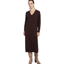 Ottod'Ame Dresses-Ottod'Ame - Merino Wool Long Dress - Brown - Dresses - Luxury Exclusive Collection - Avvenice
