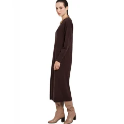 Ottod'Ame Dresses-Ottod'Ame - Merino Wool Long Dress - Brown - Dresses - Luxury Exclusive Collection - Avvenice