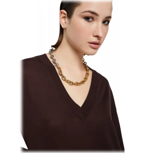 Ottod'Ame Dresses-Ottod'Ame - Merino Wool Long Dress - Brown - Dresses - Luxury Exclusive Collection - Avvenice