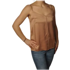 Ottod'Ame Tops-Ottod'Ame - Satin Tank Top - Beige - Top - Luxury Exclusive Collection - Avvenice