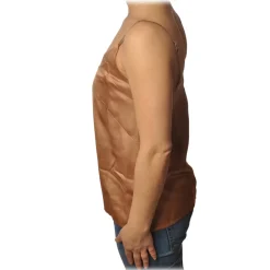 Ottod'Ame Tops-Ottod'Ame - Satin Tank Top - Beige - Top - Luxury Exclusive Collection - Avvenice