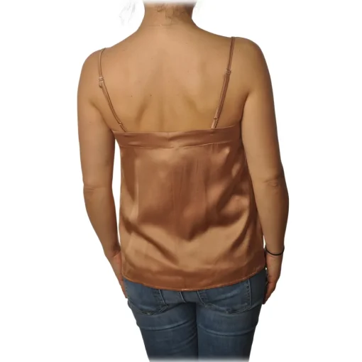 Ottod'Ame Tops-Ottod'Ame - Satin Tank Top - Beige - Top - Luxury Exclusive Collection - Avvenice