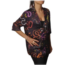 Ottod'Ame Shirts-Ottod'Ame - Shirt in Multicolor Abstract Pattern - Purple - Shirt - Luxury Exclusive Collection - Avvenice