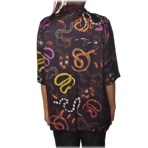 Ottod'Ame Shirts-Ottod'Ame - Shirt in Multicolor Abstract Pattern - Purple - Shirt - Luxury Exclusive Collection - Avvenice