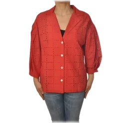 Ottod'Ame Shirts-Ottod'Ame - Shirt With 3/4 Sleeves - Red - Shirt - Luxury Exclusive Collection - Avvenice