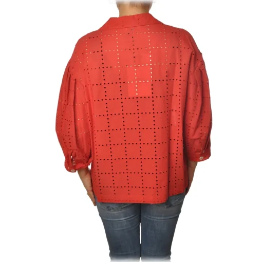 Ottod'Ame Shirts-Ottod'Ame - Shirt With 3/4 Sleeves - Red - Shirt - Luxury Exclusive Collection - Avvenice