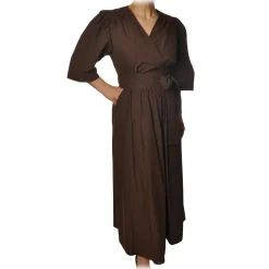 Ottod'Ame Dresses-Ottod'Ame - Short Dress Iin Light Cotton Fabric - Brown - Dresses - Luxury Exclusive Collection - Avvenice