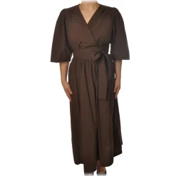 Ottod'Ame Dresses-Ottod'Ame - Short Dress Iin Light Cotton Fabric - Brown - Dresses - Luxury Exclusive Collection - Avvenice