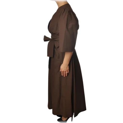 Ottod'Ame Dresses-Ottod'Ame - Short Dress Iin Light Cotton Fabric - Brown - Dresses - Luxury Exclusive Collection - Avvenice