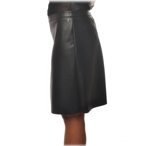 Ottod'Ame Skirts-Ottod'Ame - Skirt in Python Printed Eco-Leather - Black - Skirt - Luxury Exclusive Collection - Avvenice