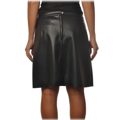 Ottod'Ame Skirts-Ottod'Ame - Skirt in Python Printed Eco-Leather - Black - Skirt - Luxury Exclusive Collection - Avvenice