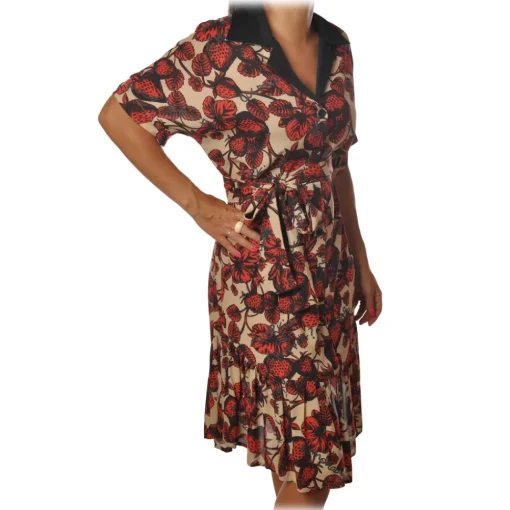 Ottod'Ame Dresses-Ottod'Ame - Strawberry Pattern Dress - Beige/Black - Dresses - Luxury Exclusive Collection - Avvenice
