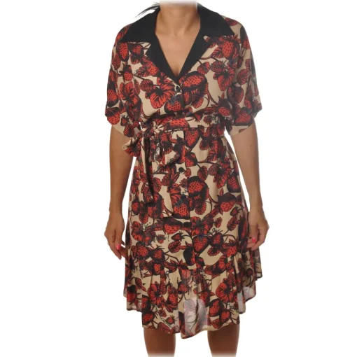 Ottod'Ame Dresses-Ottod'Ame - Strawberry Pattern Dress - Beige/Black - Dresses - Luxury Exclusive Collection - Avvenice