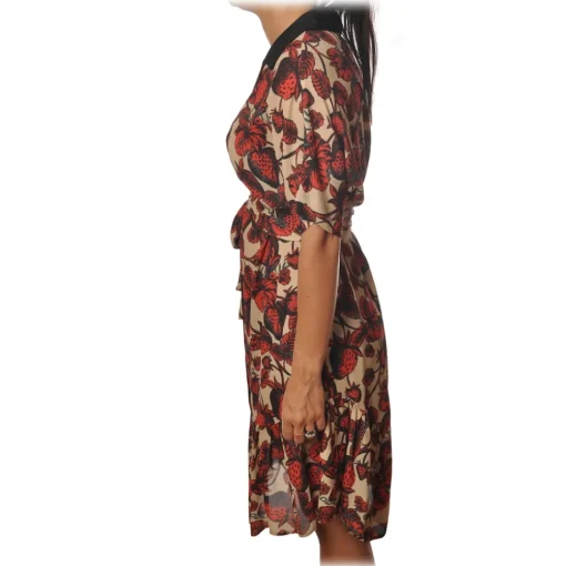Ottod'Ame Dresses-Ottod'Ame - Strawberry Pattern Dress - Beige/Black - Dresses - Luxury Exclusive Collection - Avvenice