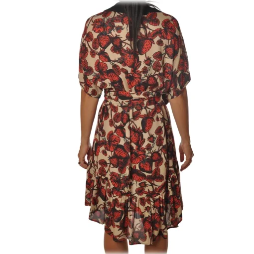 Ottod'Ame Dresses-Ottod'Ame - Strawberry Pattern Dress - Beige/Black - Dresses - Luxury Exclusive Collection - Avvenice