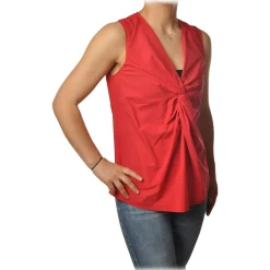 Ottod'Ame Tops-Ottod'Ame - Top with Knot Detail - Red - Top - Luxury Exclusive Collection - Avvenice