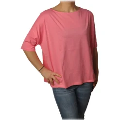 Ottod'Ame T-shirt-Ottod'Ame - T-Shirt with Boat Neckline - Pink - T-Shirt - Luxury Exclusive Collection - Avvenice