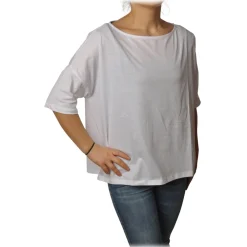 Ottod'Ame T-shirt-Ottod'Ame - T-Shirt with Boat Neckline - White - T-Shirt - Luxury Exclusive Collection - Avvenice