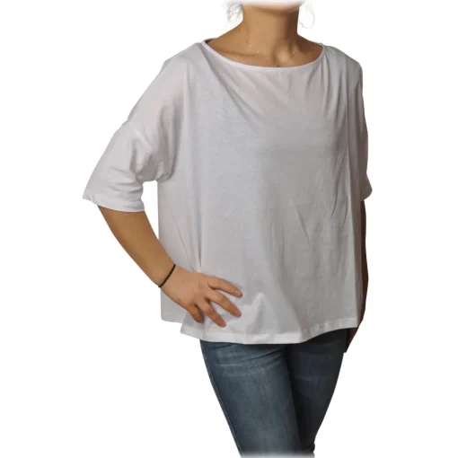 Ottod'Ame T-shirt-Ottod'Ame - T-Shirt with Boat Neckline - White - T-Shirt - Luxury Exclusive Collection - Avvenice