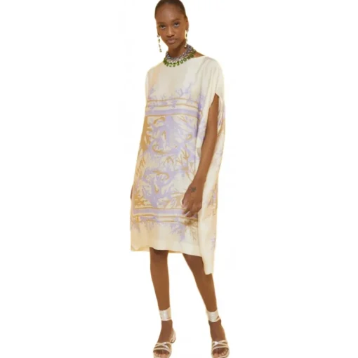 Ottod'Ame Dresses-Ottod'Ame - Viscose Floral Print Dress - Cream - Dresses - Luxury Exclusive Collection - Avvenice