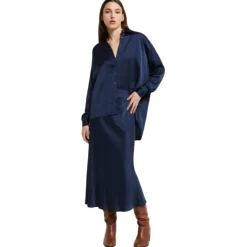 Ottod'Ame Skirts-Ottod'Ame - Viscose Midi Skirt with Elastic Waistband - Blue - Skirt - Luxury Exclusive Collection - Avvenice