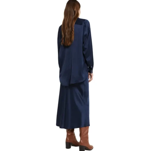 Ottod'Ame Skirts-Ottod'Ame - Viscose Midi Skirt with Elastic Waistband - Blue - Skirt - Luxury Exclusive Collection - Avvenice