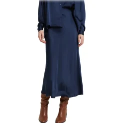Ottod'Ame Skirts-Ottod'Ame - Viscose Midi Skirt with Elastic Waistband - Blue - Skirt - Luxury Exclusive Collection - Avvenice