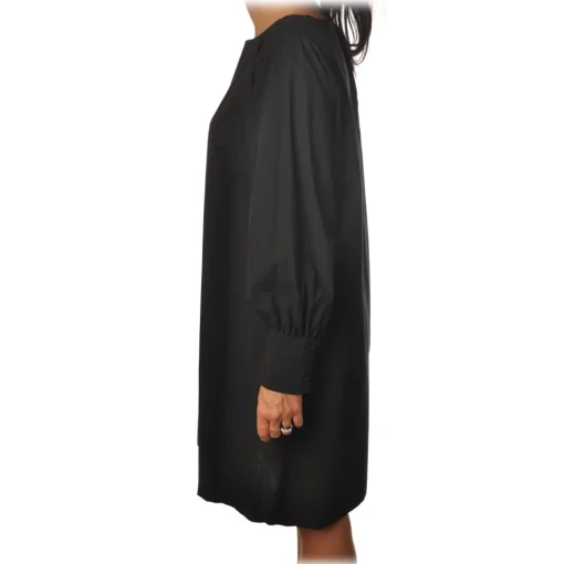 Ottod'Ame Dresses-Ottod'Ame - Wide Dress with Boat Neckline - Black - Dresses - Luxury Exclusive Collection - Avvenice